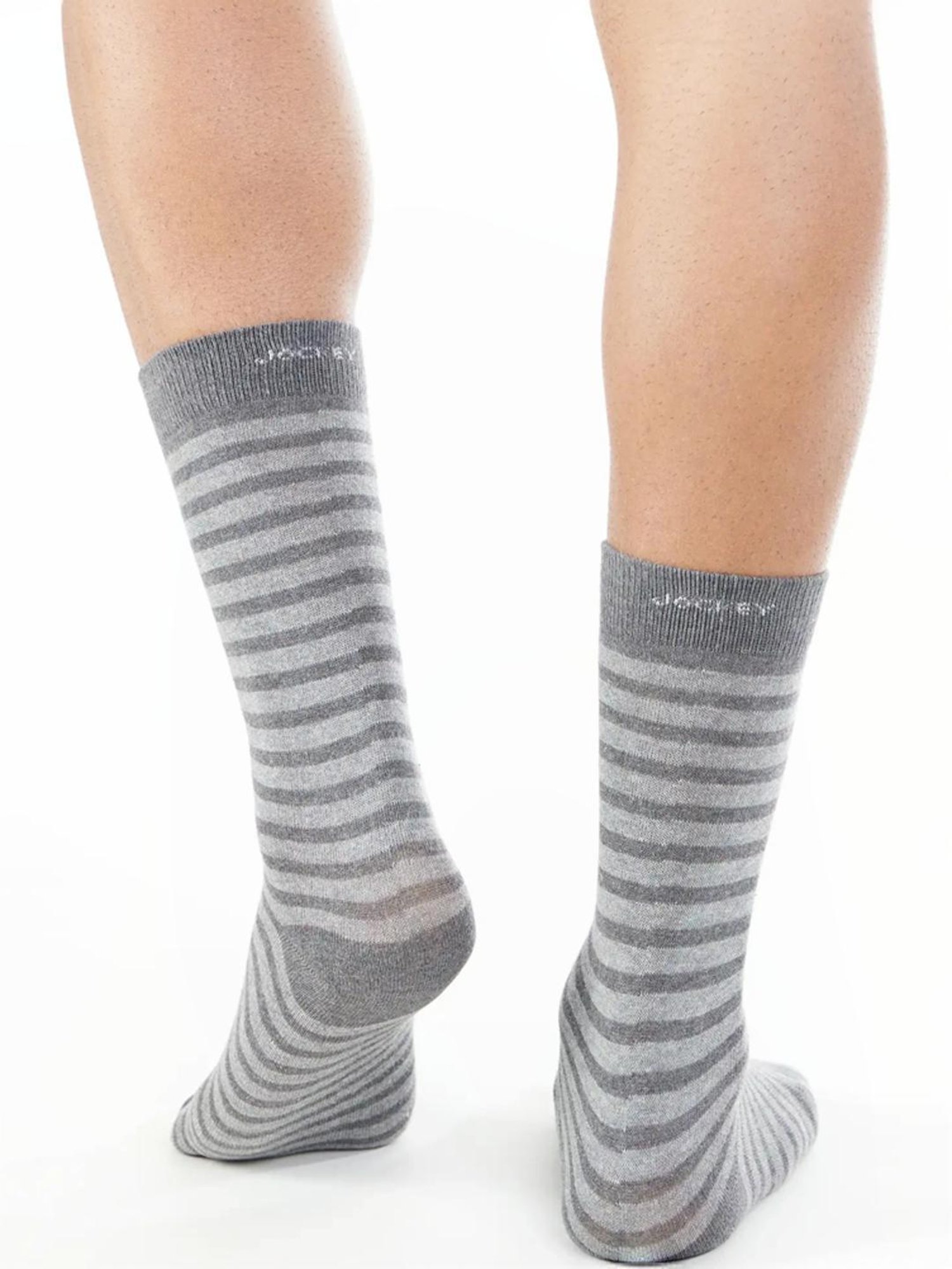 Jockey 7095 Grey Compact Stretch Cotton Crew Length Socks with Stay Fresh Treatment