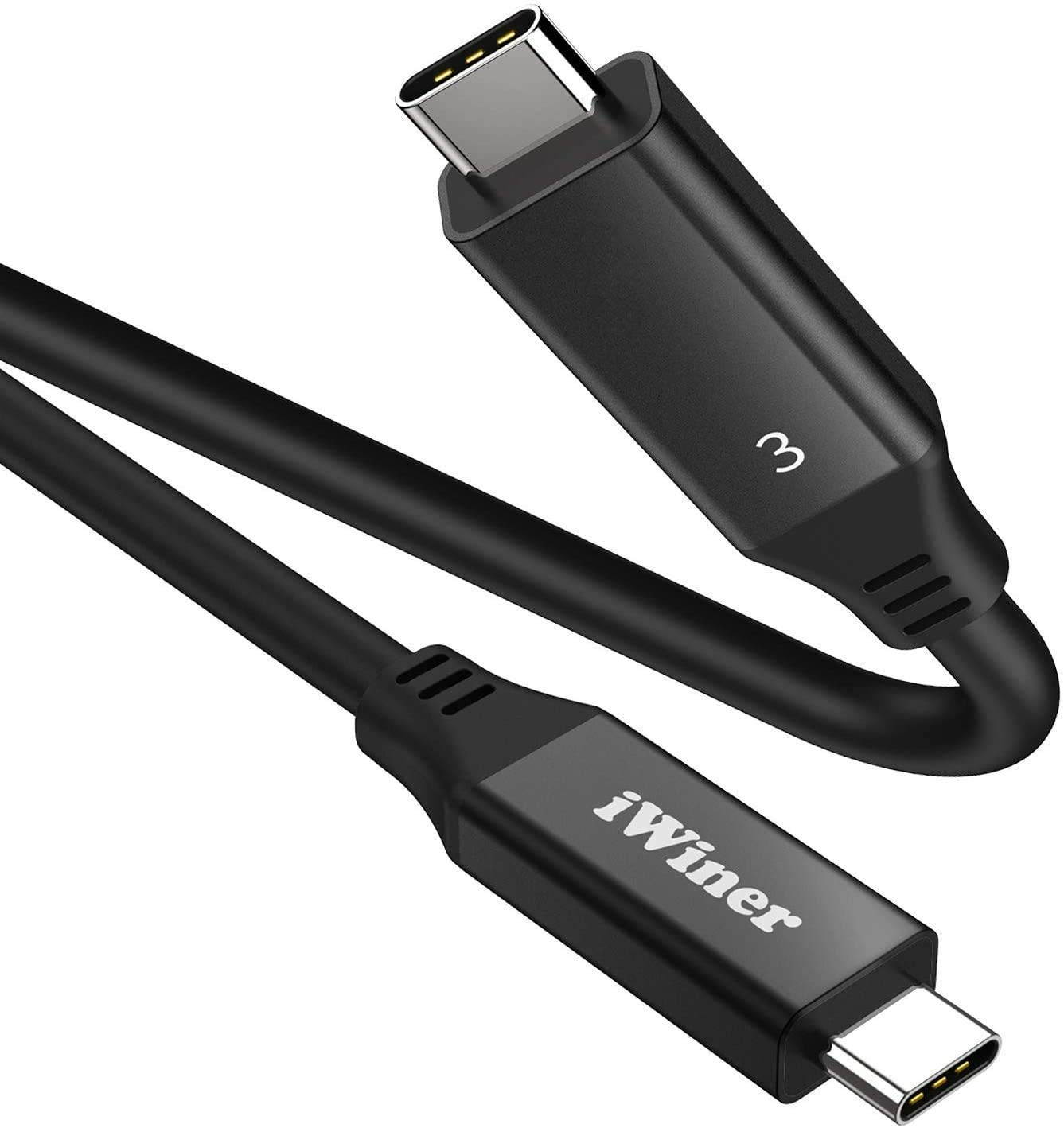 USB C Cable Compatible with Thunderbolt 3 2.3Ft/40Gbps/5K iWiner 100W 20V/5A TB3 Cable Supports Single 5K 60Hz or Dual 4K 60Hz Monitor External SSD eGpu (External Gpu) USB-C Docking Station