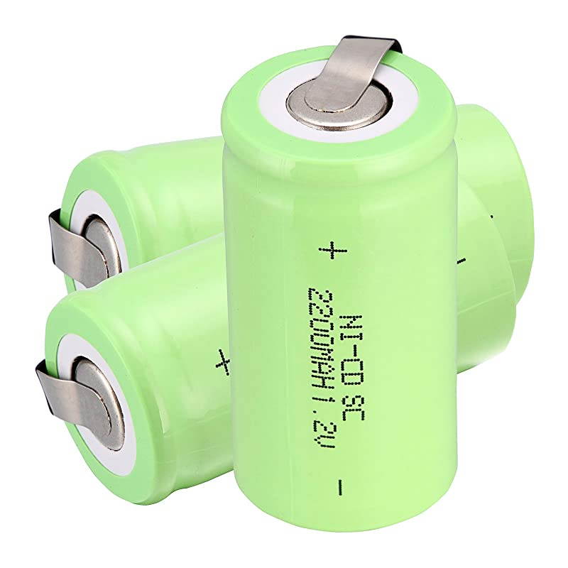 12V 2200mAh NiCd Tap Sub C SC Rechargeable Battery Batteries 6 pcs Green