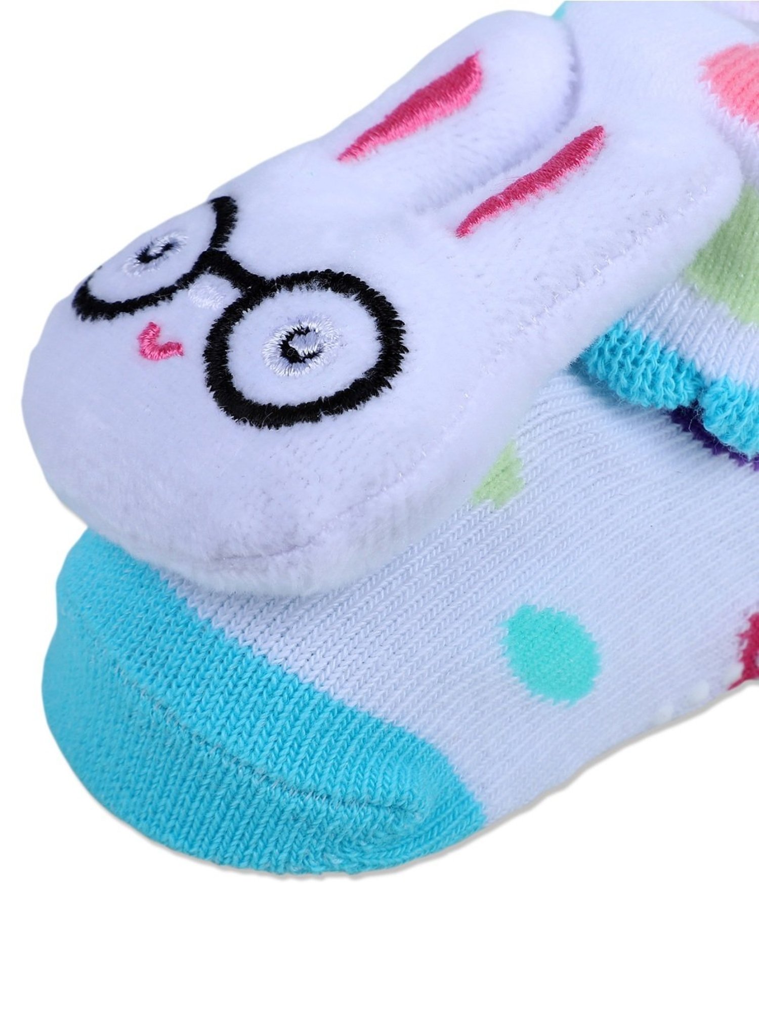 Baby Moo Kids White & Blue Cotton Applique Socks