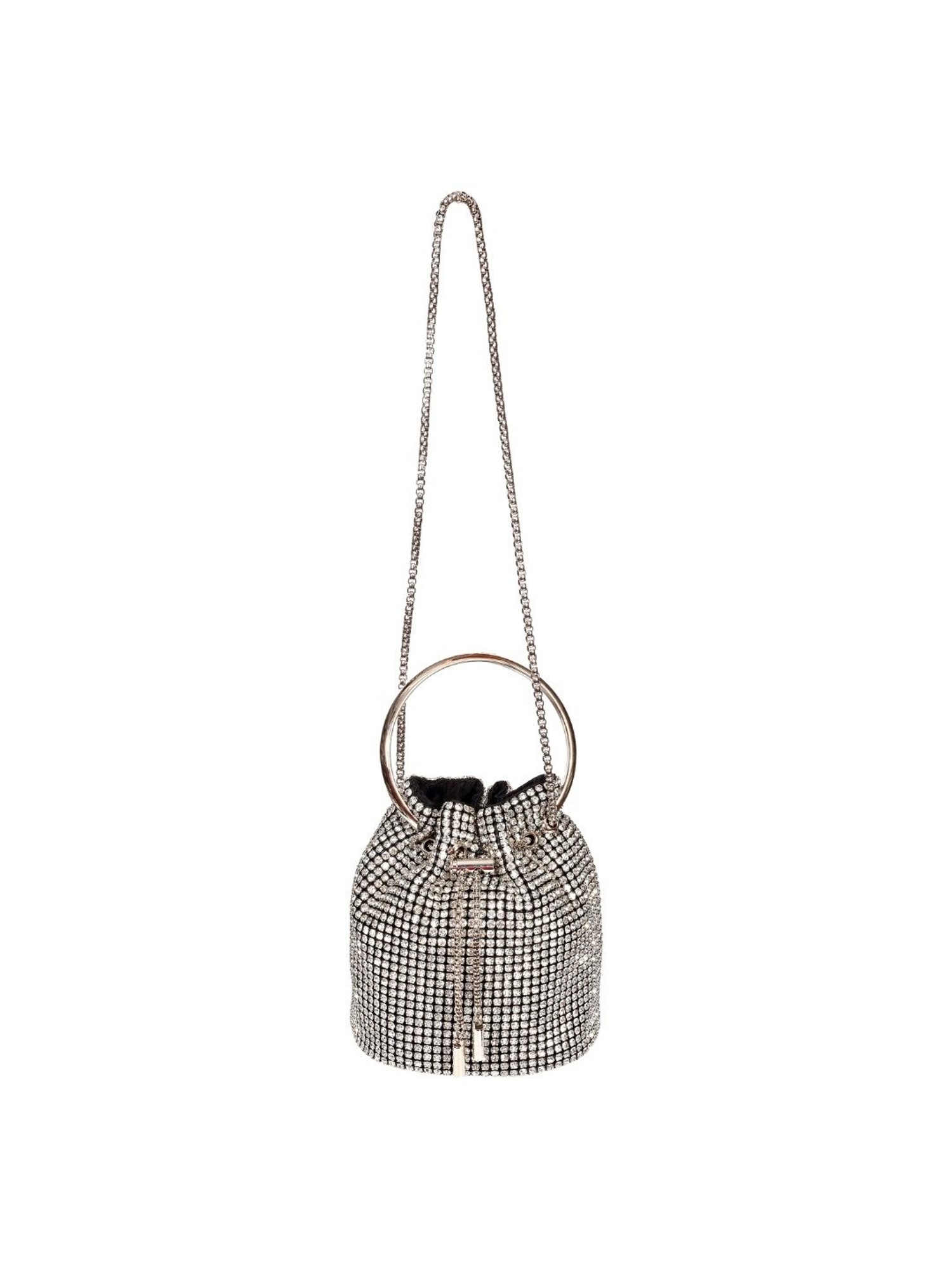 SASSORA RIM Silver Leather Embellished Handbag