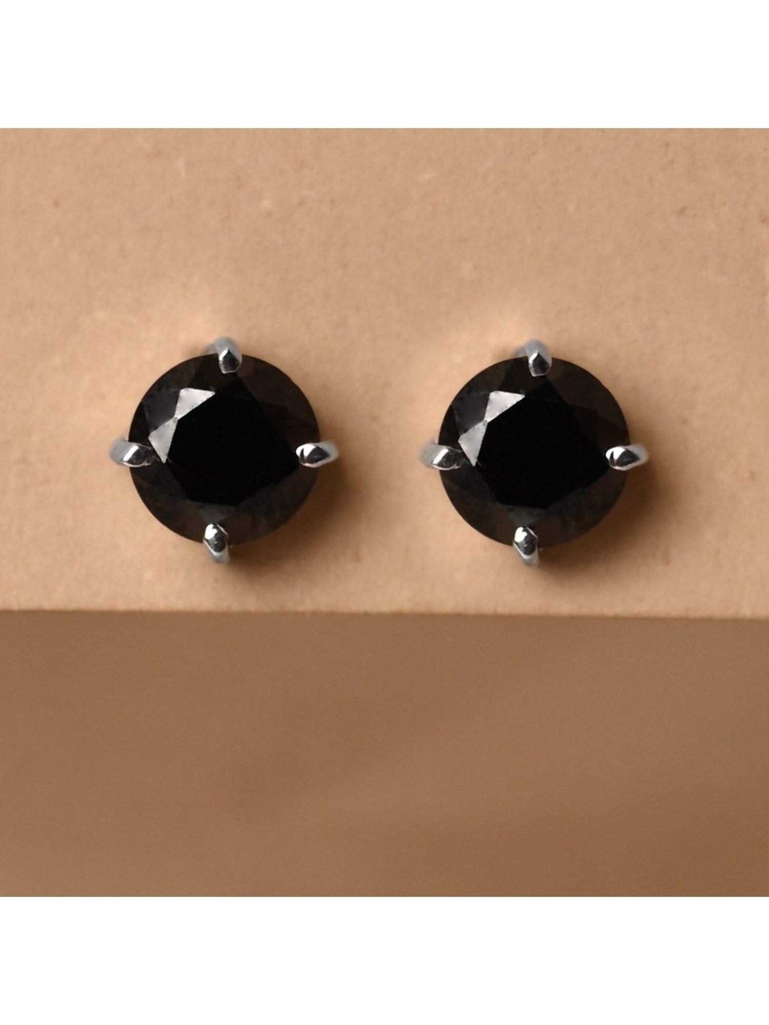 Clara 92.5 Sterling Silver Black Minimal Daily Wear Stud Earrings for Kids Girls