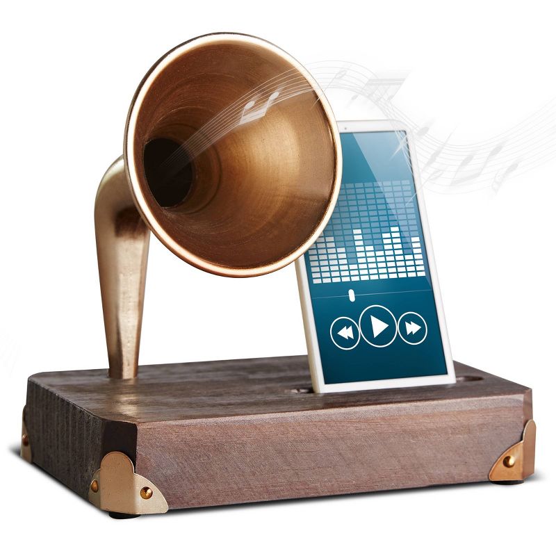 Smartphone Dock with Amplifier Wood