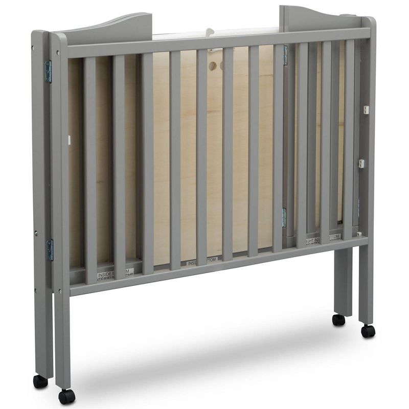 Delta Children Folding Portable Mini Baby Crib with 1.5'' Mattress, Greenguard Gold Certified - Gray