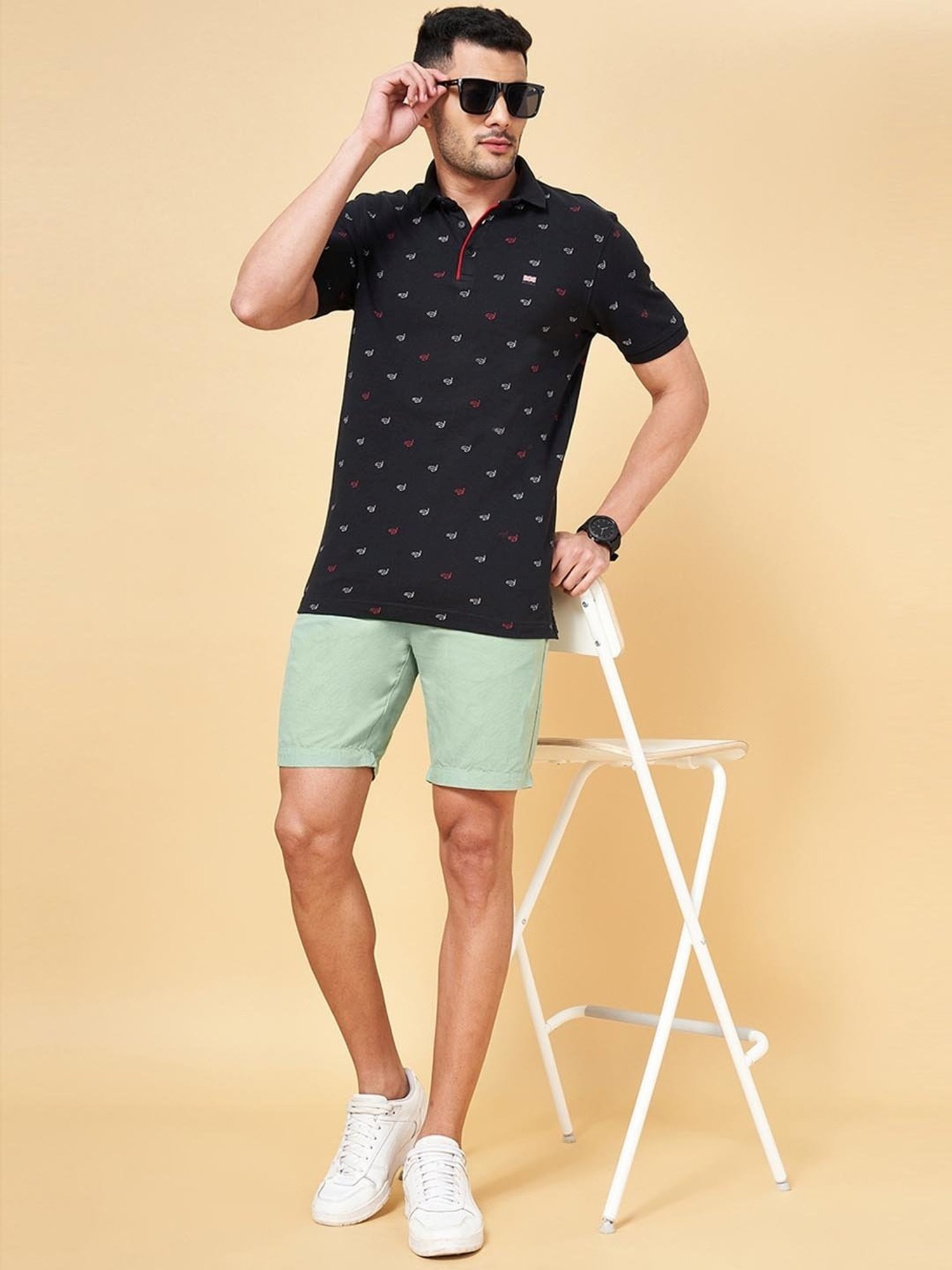 Byford by Pantaloons Green Linen Slim Fit Shorts
