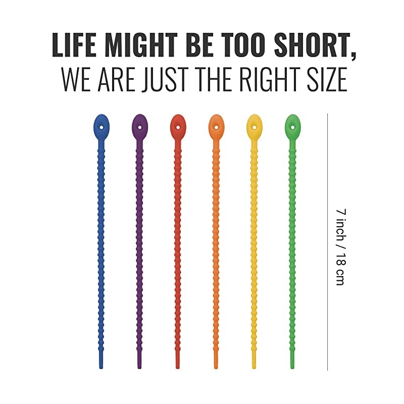 Silicone Cable Twist Ties Organizer Perfect for Cord Management, Electronics Wire Strips, Kitchen, Garden Rubber Wraps and Gear Zip Tie Straps (7 inches) 30-Pack - Blue