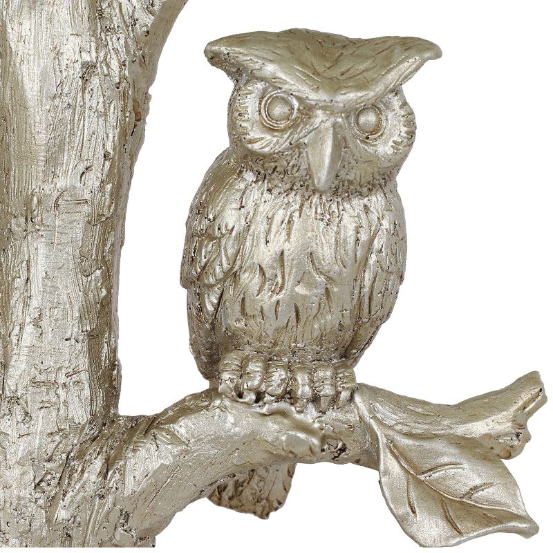 27" Textured Resin Owl Table Lamp Silverleaf - Decor Therapy