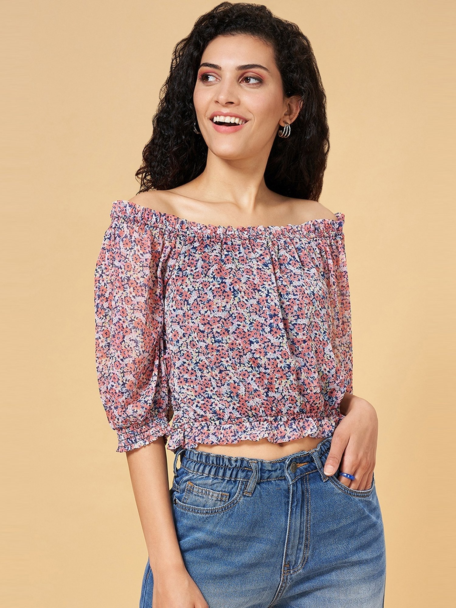 YU by Pantaloons Multicolored Floral Print Top