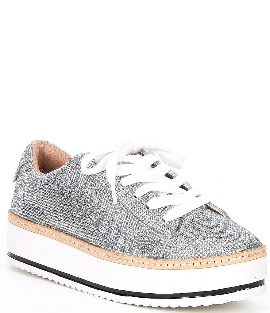 Chelsea & Violet Minie Rhinestone Embellished Lace-Up Platform Sneakers