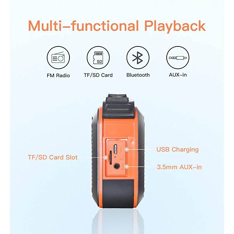 Waterproof Bluetooth Speaker with FM Radio IPX7 Waterproof Speaker Bluetooth Wireless Small Speaker TWS Stereo 10H Playtime for Shower Bath Pool Boat Beach Home Party Travel 2019