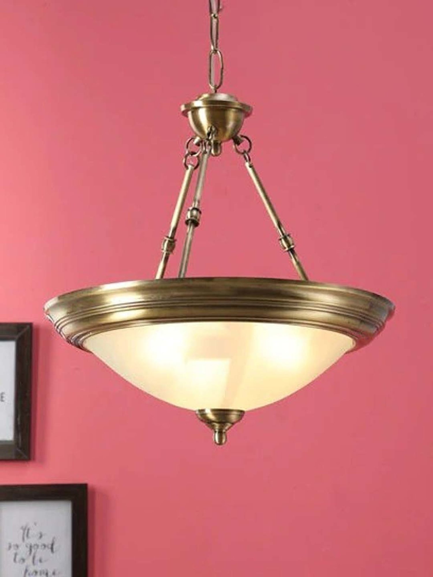 Fos Lighting 'Dish' Antique Gold & White Brass 3-In-1 Hanging Light