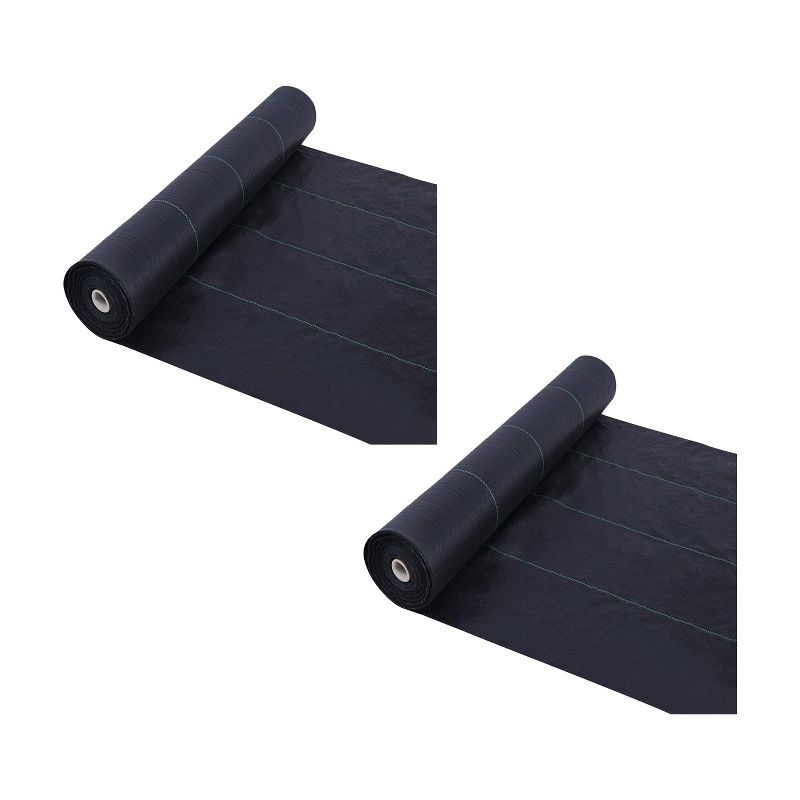 Agfabric Heavy Duty 3 Ounce Woven Weatherproof Weed Barrier Garden Landscape Ground Fabric Cover Mat, 6 Foot Wide x 50 Foot Long, Black (2 Pack)