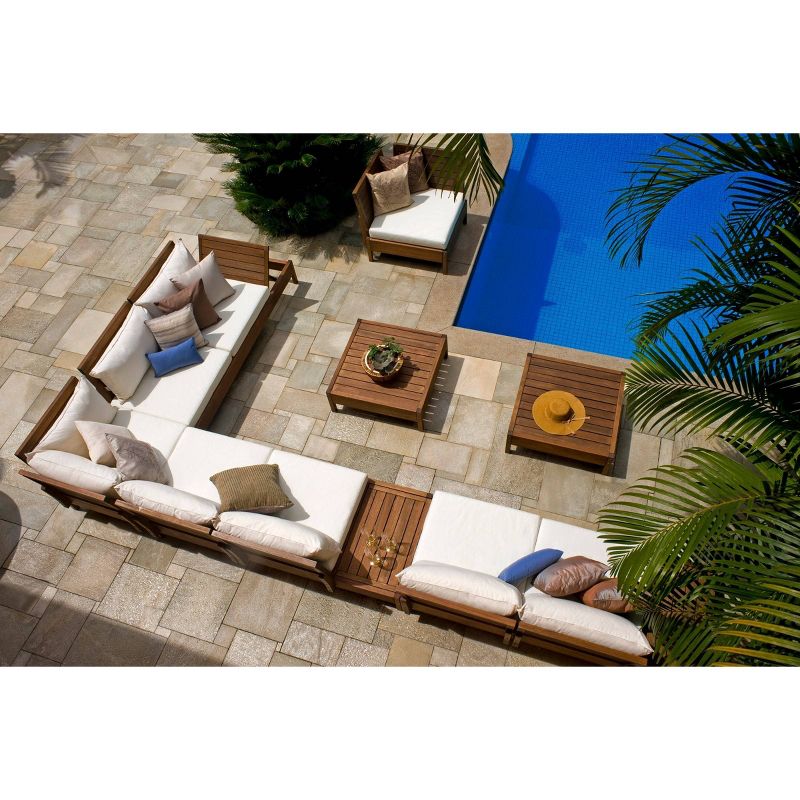 2pc Grass Eucalyptus Wood Outdoor Seating Set - Alaterre Furniture