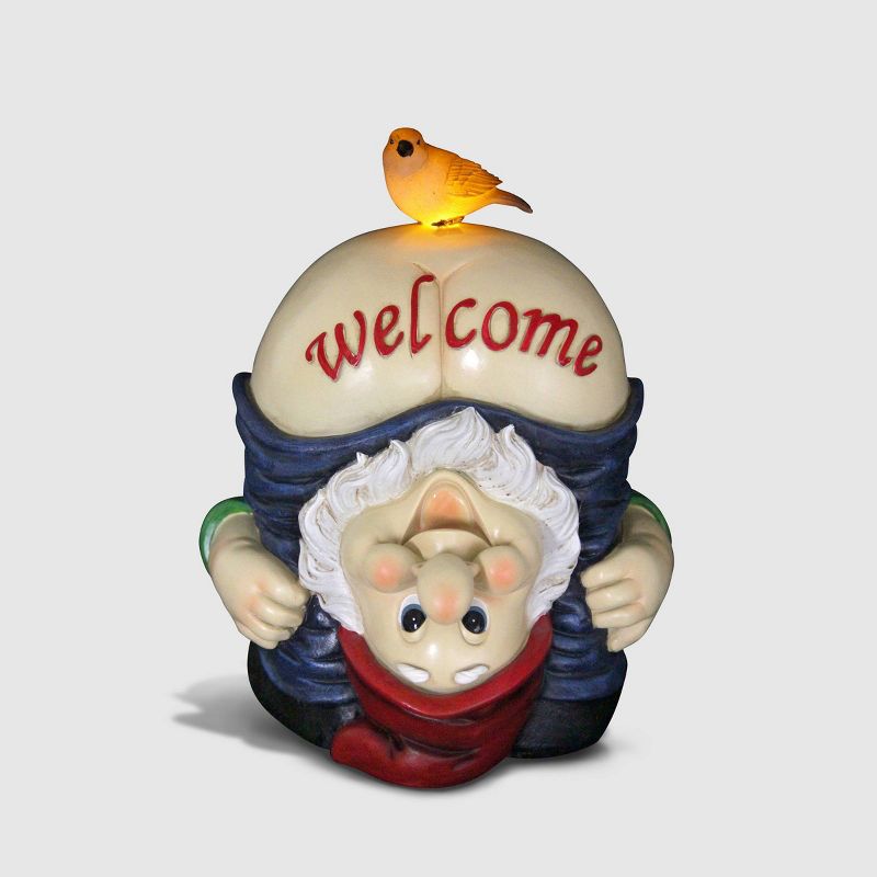 12" Resin Solar Full Moon Gnome Welcome Sign - Exhart