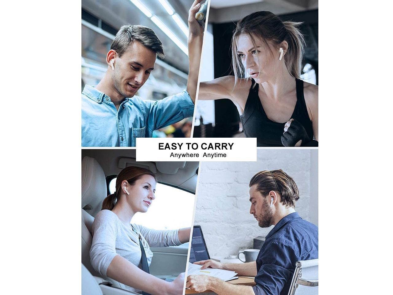 True Wireless Earbuds,Pro 4 Bluetooth 5.0 Headphones in Ear with Charging Case,30-Hours Playtime,Noise Cancelling Mics Earphones for iPhone and Android, White