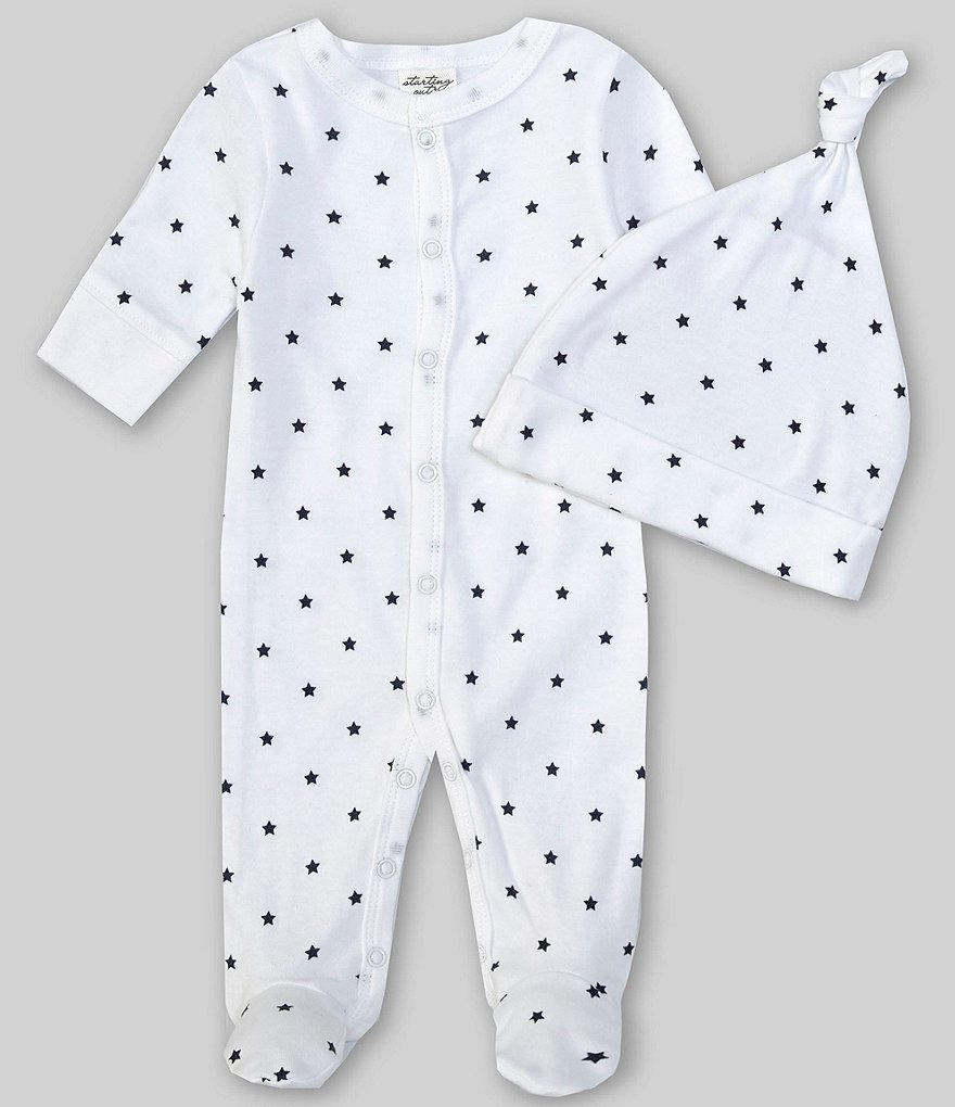 Starting Out Baby Boys Preemie-6 Months Long-Sleeve Star Footed Coverall