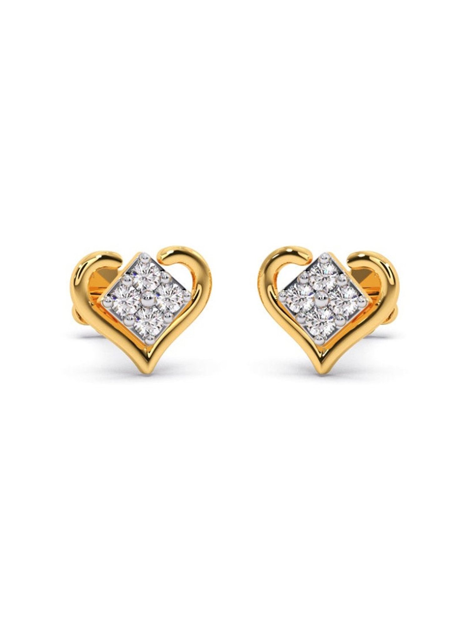 Candere by Kalyan Jewellers Peacock Collection 18k Yellow Gold Diamond Stud Earrings for Women