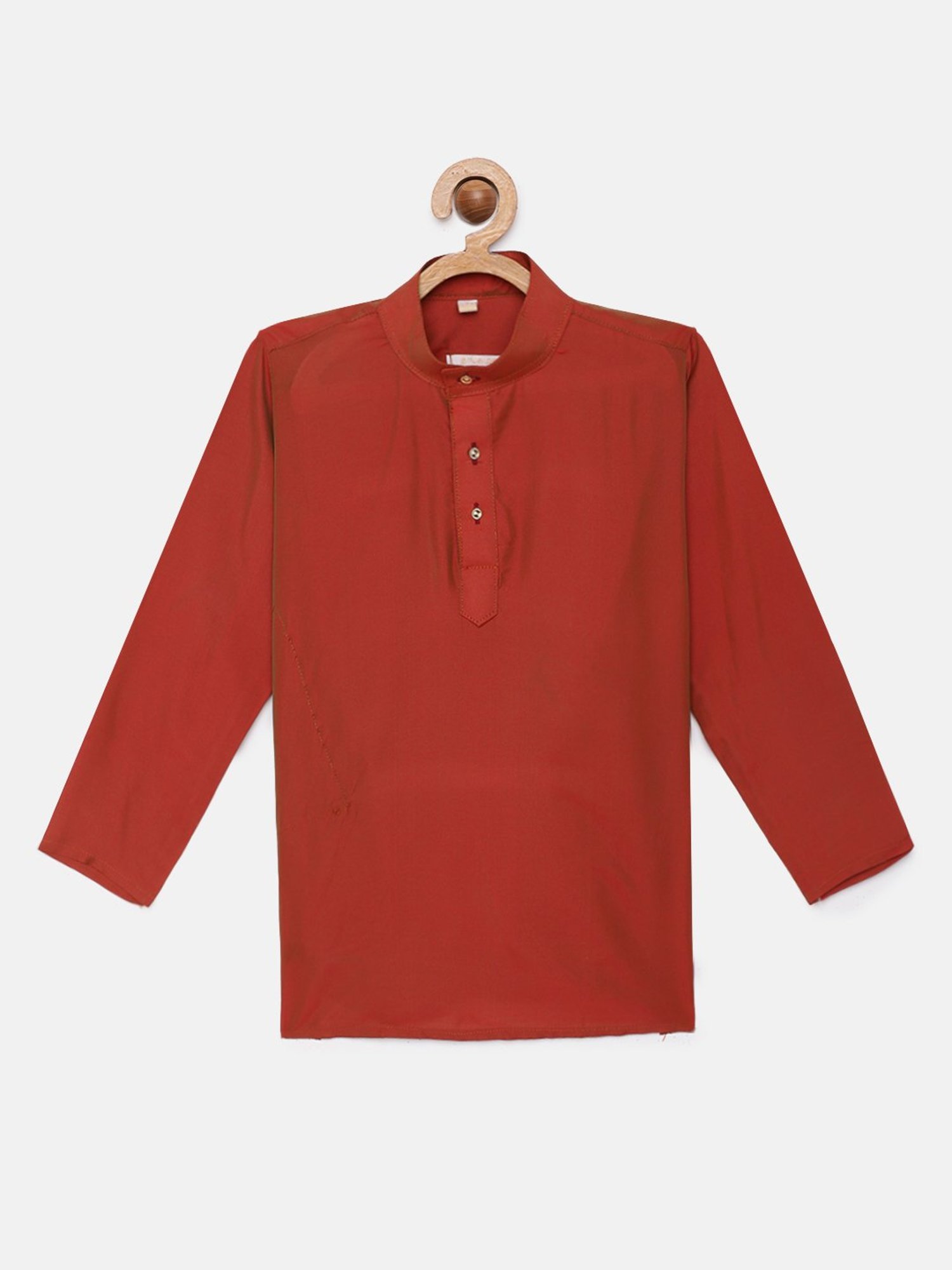 THANGAMAGAN Kids Rust Solid Full Sleeves Kurta