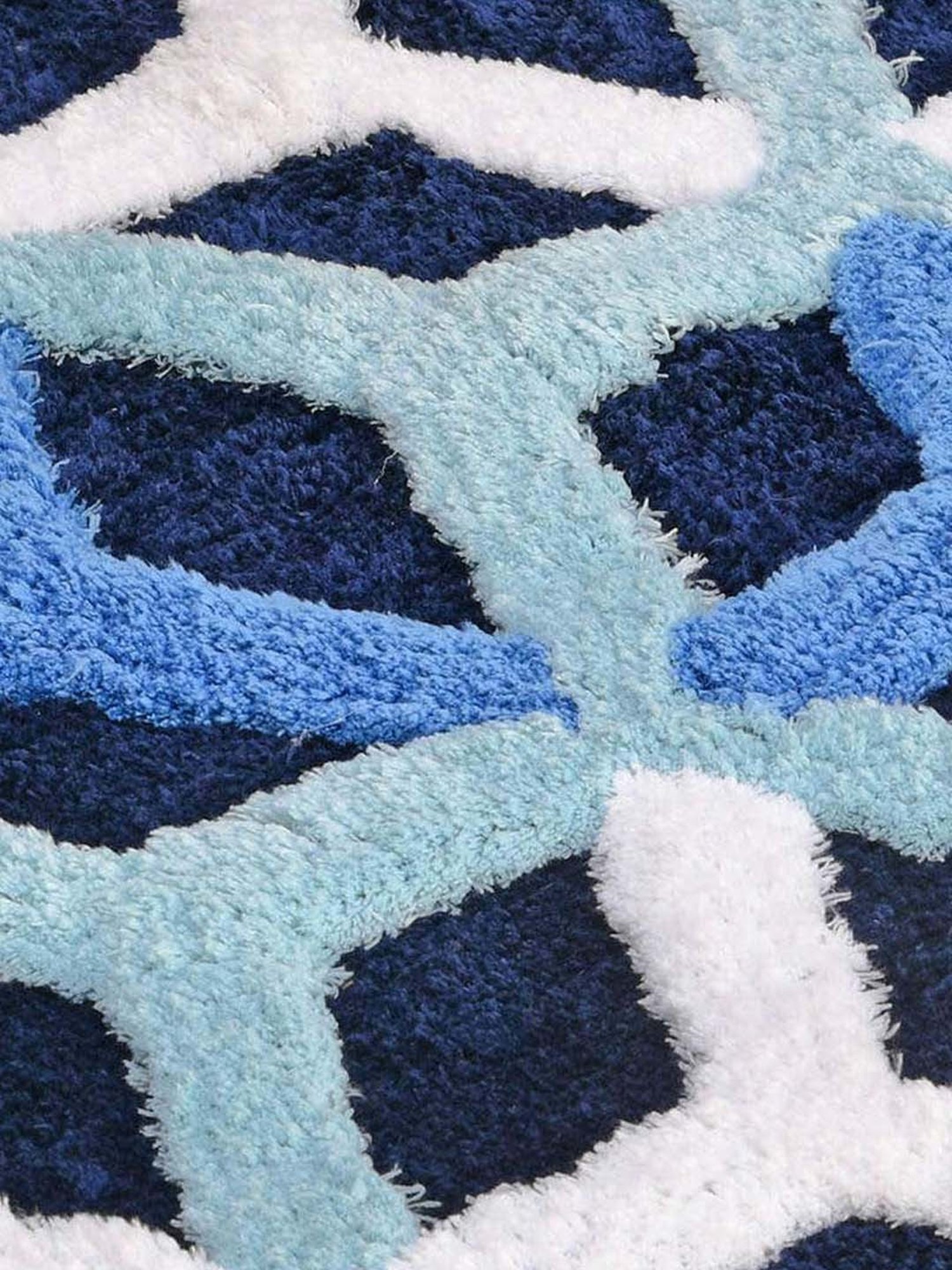 @home Navy Polyester 800 GSM Anti Skid Bath Mat