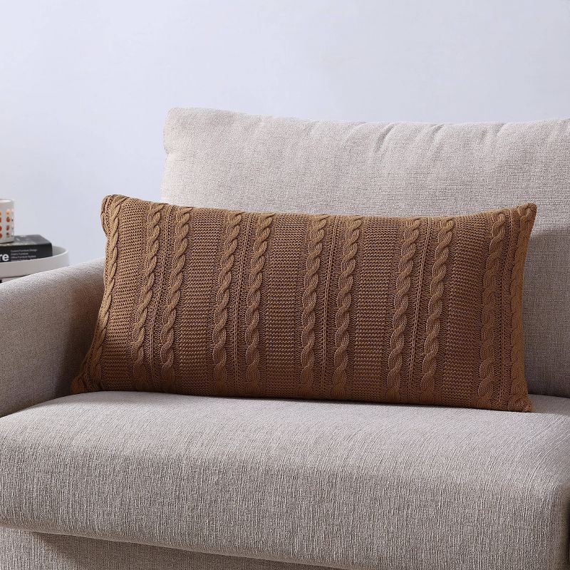 14"x27" Dublin Lumbar Throw Pillow Taupe - VCNY