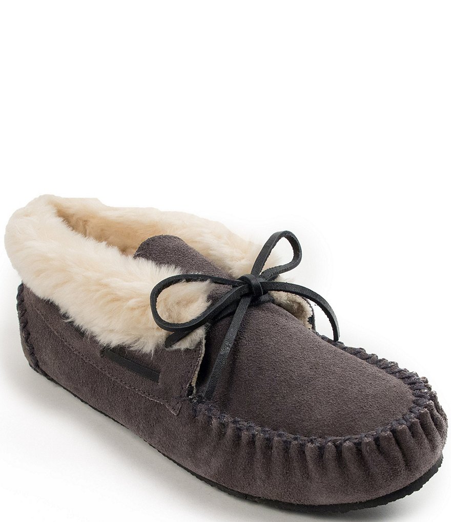 Minnetonka Chrissy Faux Shearling Suede Bootie Slippers