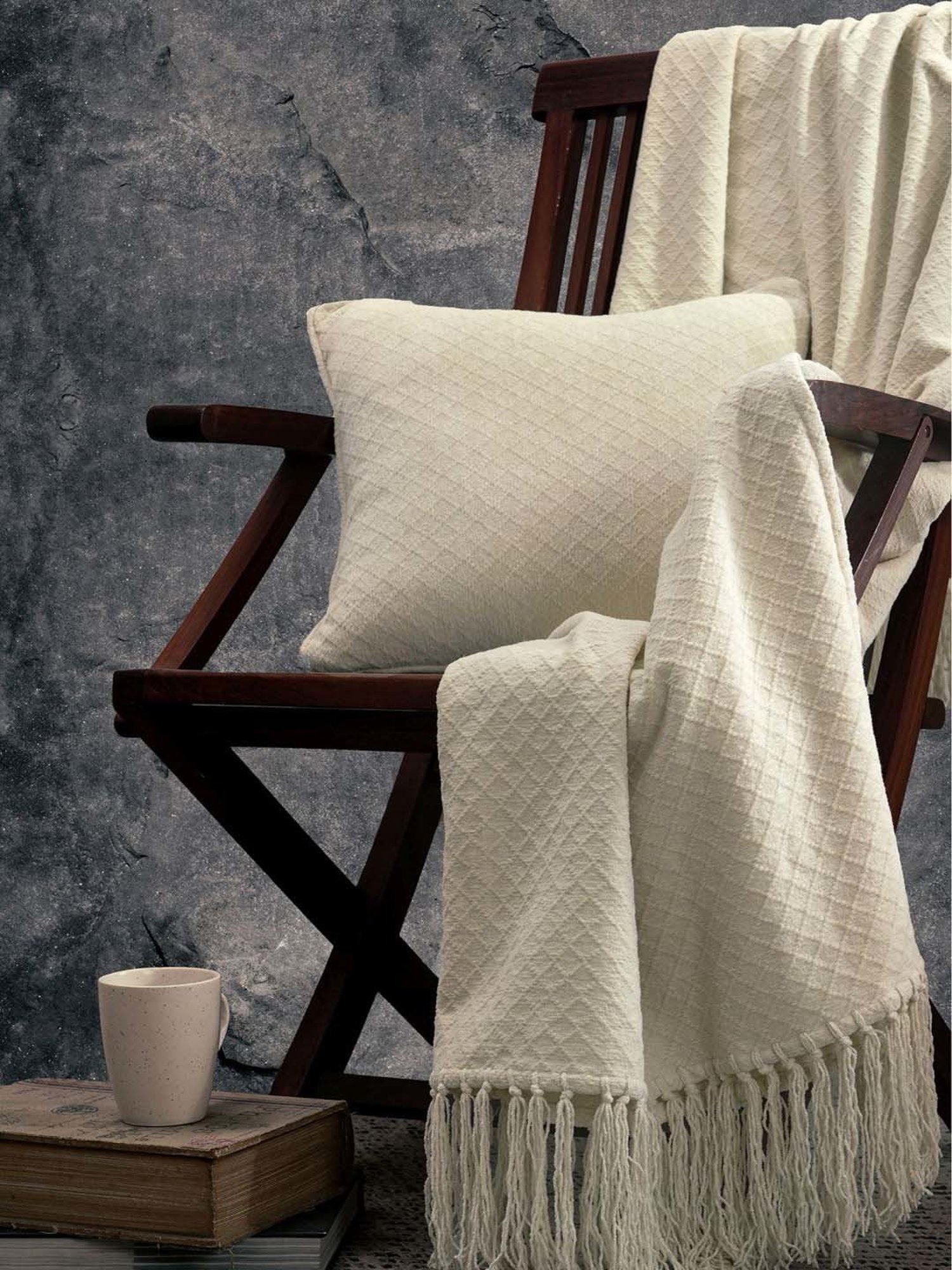 Maspar Colorart Blaize Vanilla Cotton 200 TC 256 GSM Cushion Cover