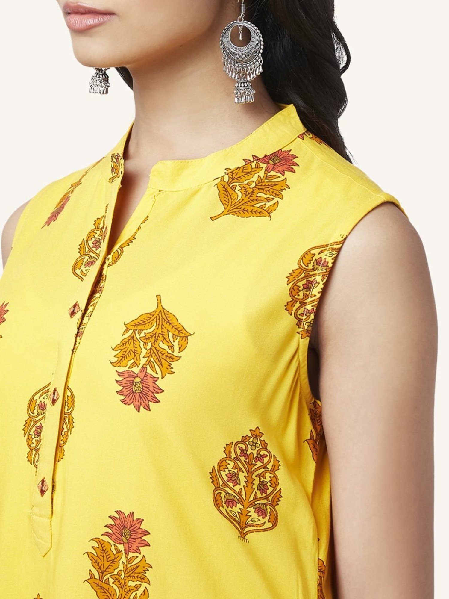 Rangmanch by Pantaloons Yellow Floral Print Kurta Palazzo Set