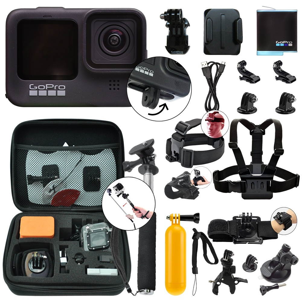 GoPro HERO9 Black 20 MP Waterproof 5K Camera Camcorder + Complete Action Bundle