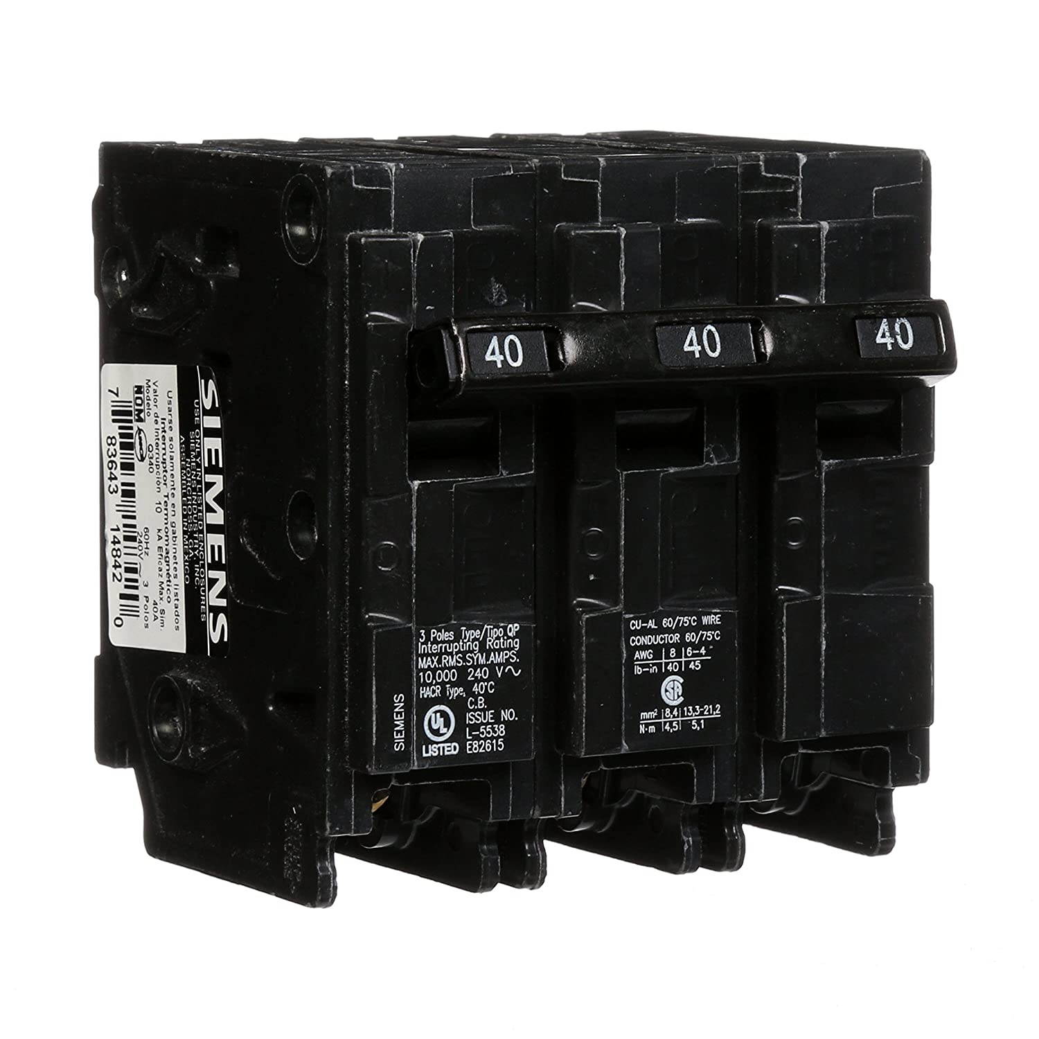 Q340 40-Amp Three Pole Type QP Circuit Breaker