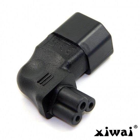 Xiwai IEC 90 Degree Adapter 3 Poles Male C14 to Micky C5 Right Angled Extension Power Adapter