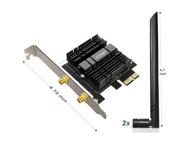 EDUP WiFi 6 Card AX 3000Mbps PCIe Network Card AX200 802.11AX 2.4Ghz/5.8Ghz with Bluetooth 5.0 & Heat Sink Wireless PCI Express Wi-Fi Adapters Dual Band Antenna for Windows 10 64-bit