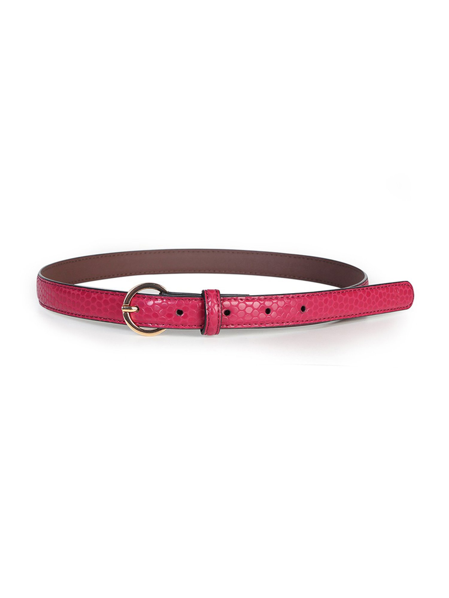 Bonjour Red Textured Casual Belt For Women