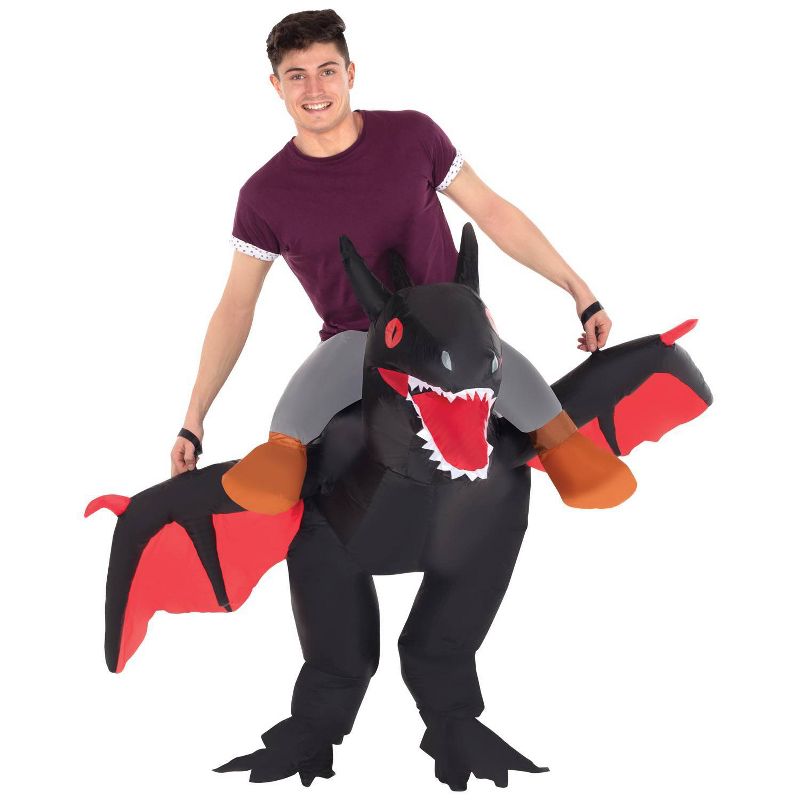 Adult Black Ride On Dragon Inflatable Halloween Costume