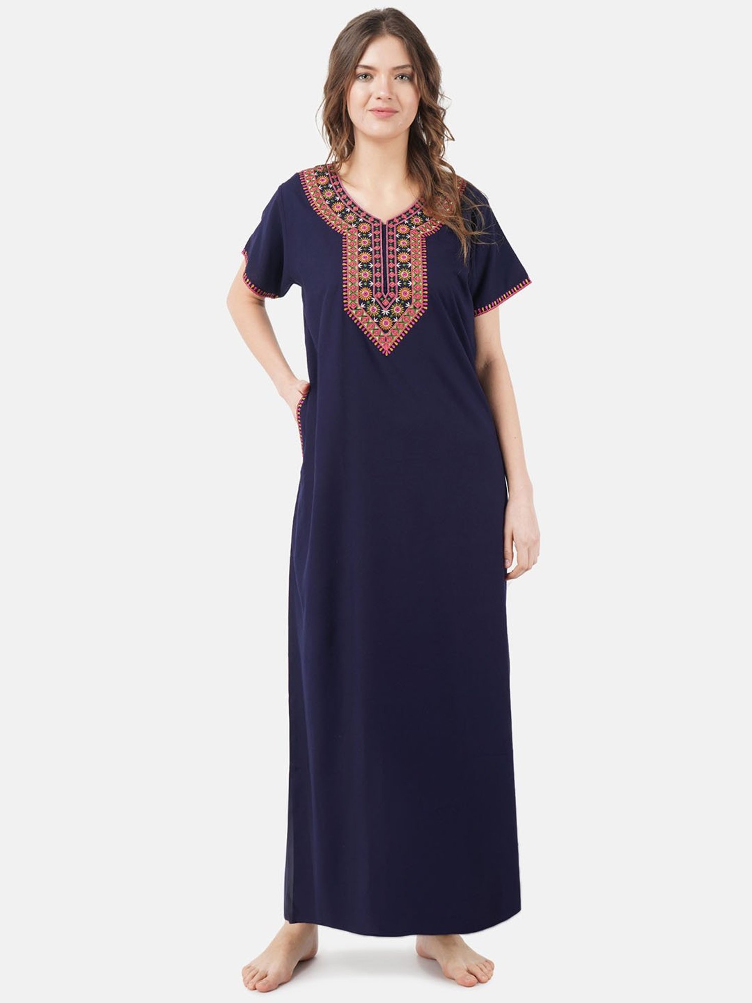 KOI SLEEPWEAR Indigo Embroidered Nighty