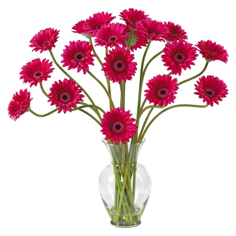 Nearly Natural Gerber Daisy Liquid Illusion Silk Flower Arrangement