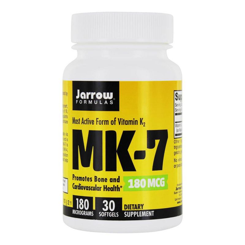 Jarrow Formulas MK-7 for Bone and Cardiovascular Health 180 mcg. Supplement  -  30 Count