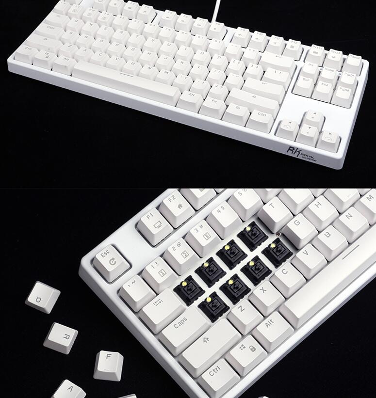 Royal Kludge RK987  N-key Rollover Ergonomic Design,Cool Exterior USB Wired PBT Keycaps White Backlit Keyboard for Gaming and Office - Black( RK Black Switch)