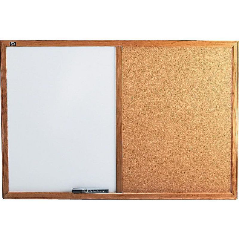Quartet Bulletin/Dry-Erase Board Melamine/Cork 36 x 24 White/Brown Oak Finish Frame S553