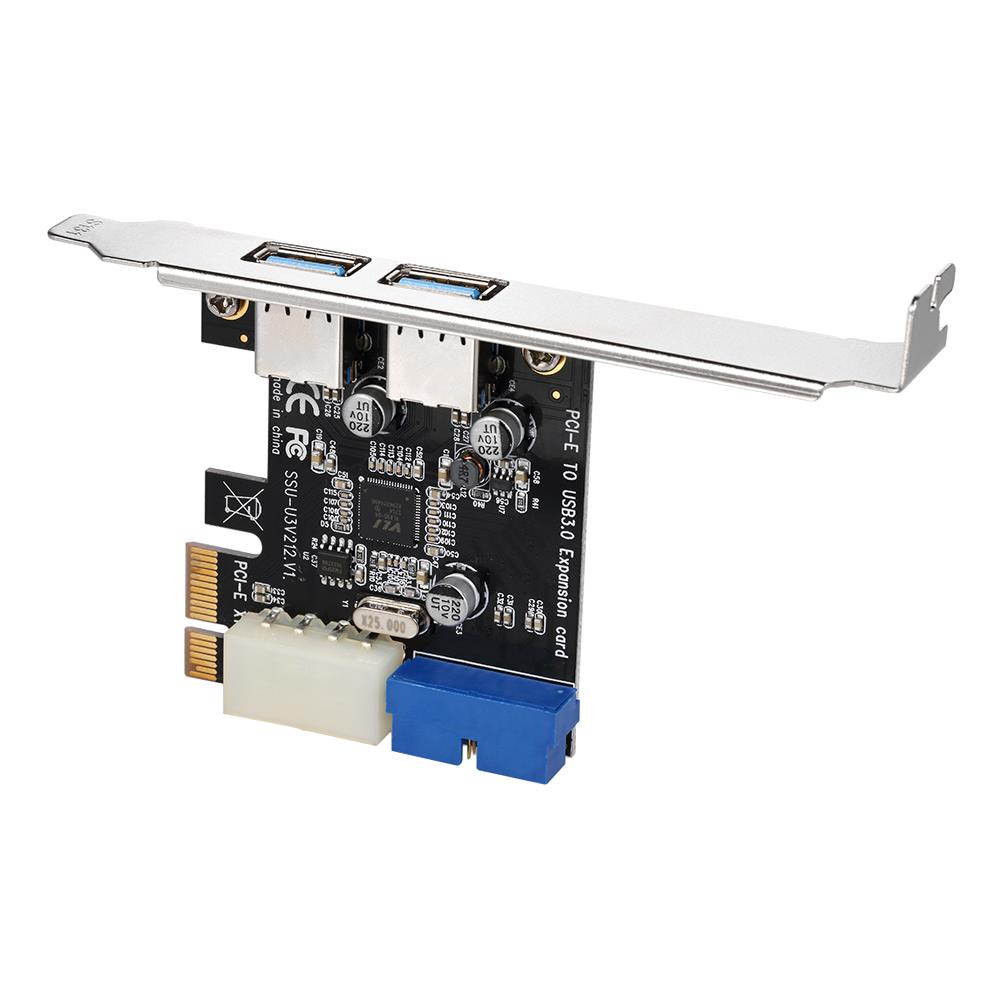 Super S2 USB 3.0 Ports PCI-E PCI Express Expansion Card Host Card with USB 3.0 19-pin Power Connector 4-pin IDE Power Connector