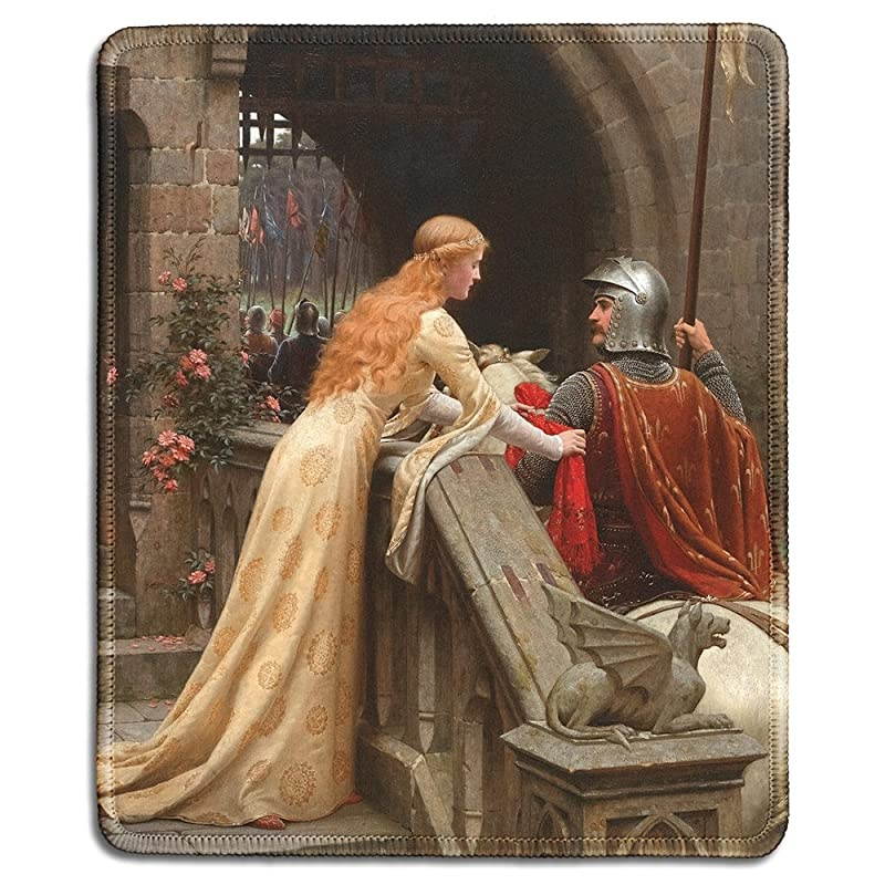 Art Mousepad Natural Rubber Mouse Pad with Famous Fine Art Painting of God Speed by Edmund Leighton Stitched Edges 95x79 inches
