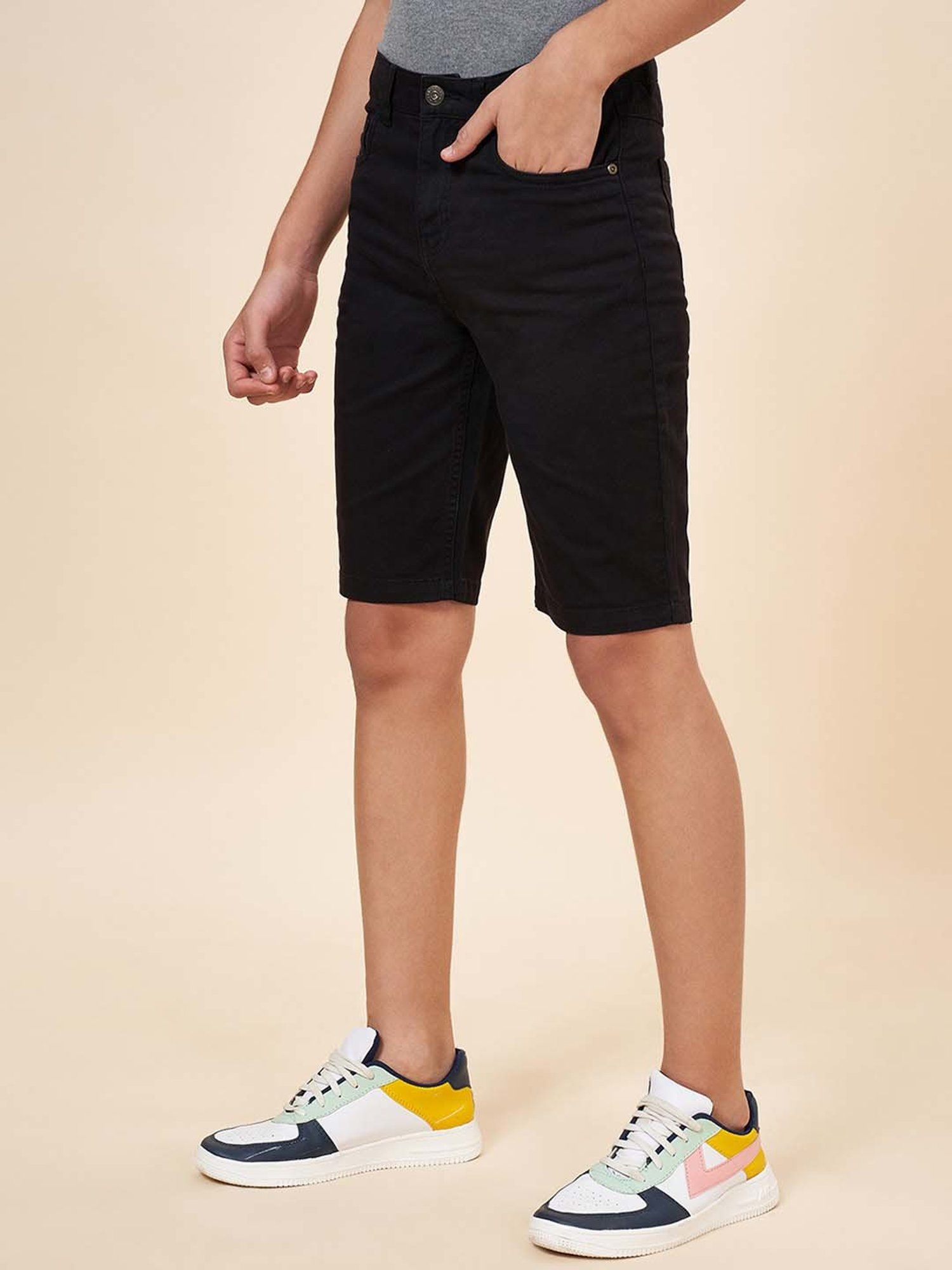 Coolsters by Pantaloons Kids Jet Black Cotton Regular Fit Shorts