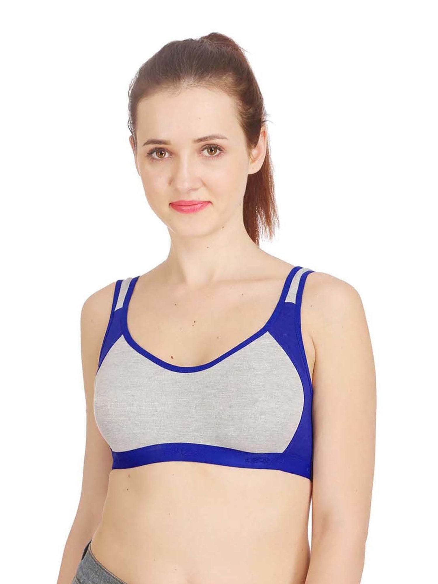 AROUSY Grey & Blue Cotton Beginner's Bra