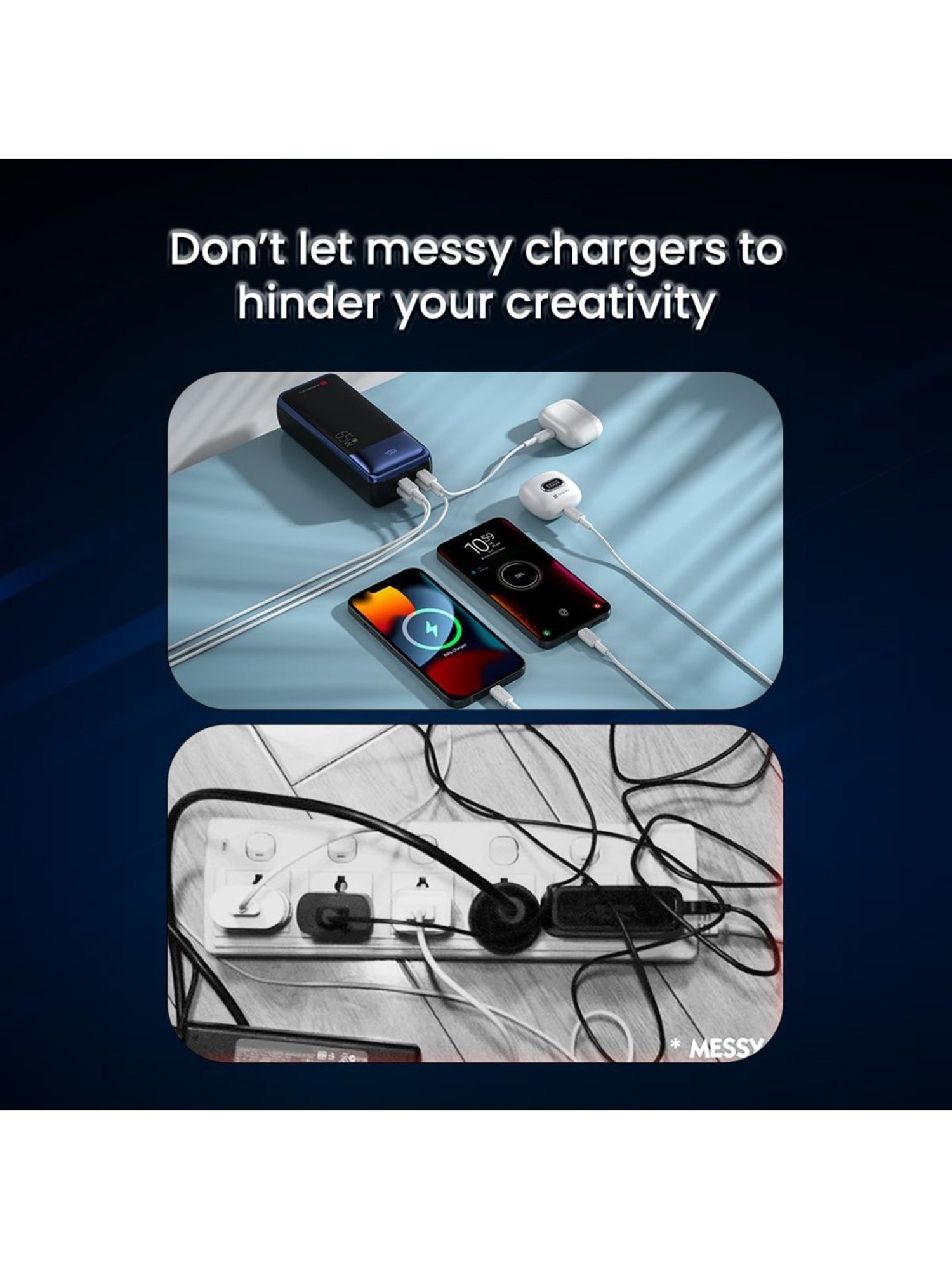 Portronics Ampbox 10000 mAh Power Bank with 22.5W Fast Charging & Digital Display (Black)