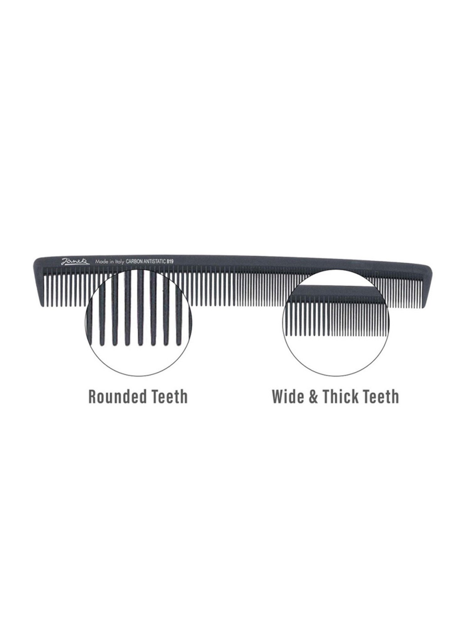Janeke 1830 Professional Carbon Fibre Wide & Fine Teeth Waving Carbon Anti-Static Hair Comb - 22 cm