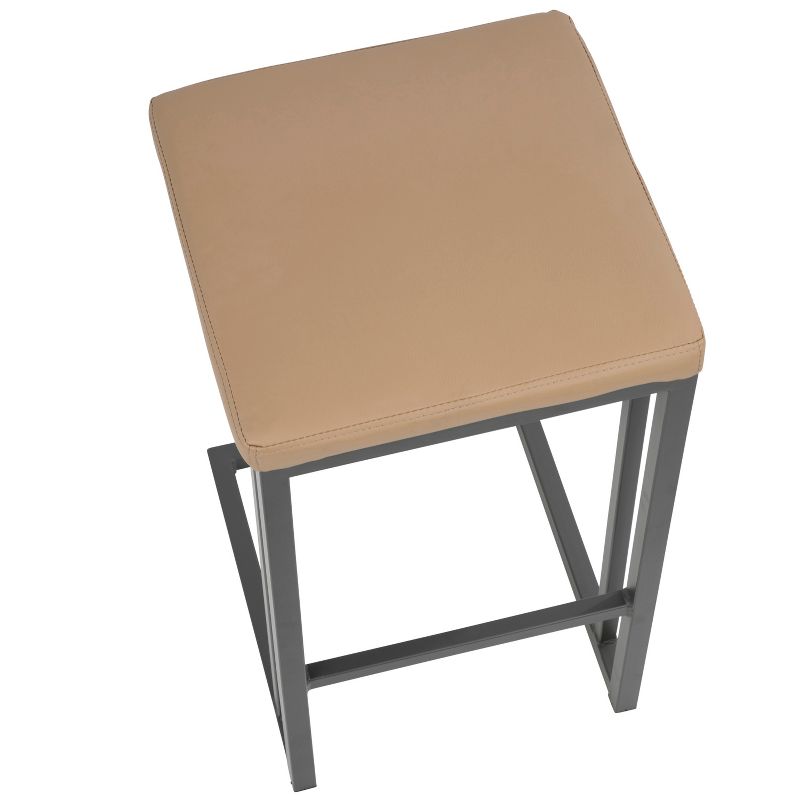 Wooden Barstool with Padded Seat and Open Backrest Blue/Brown - Benzara