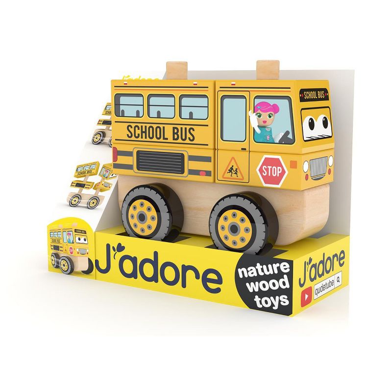 J'adore School Bus Wooden Stacking Toy