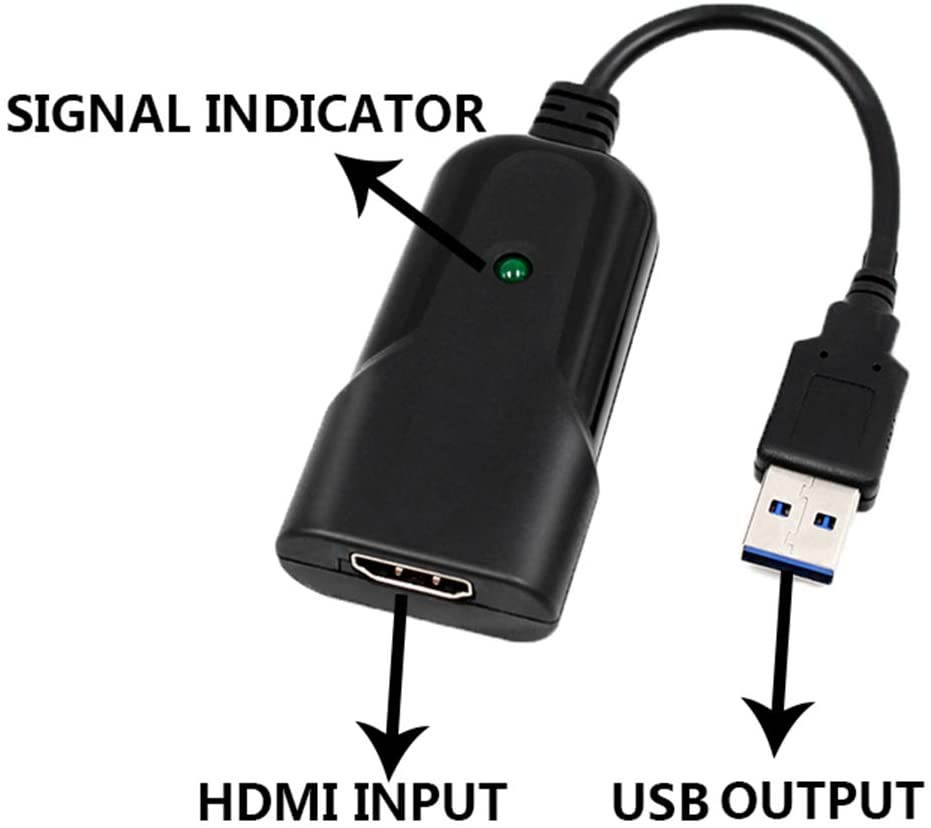 Audio Video Capture Card, HDMI to USB 1080p USB2.0 Game Grabber Record via DSLR Camcorder Action Cam for Windows,Mac OS and Linus System-Black