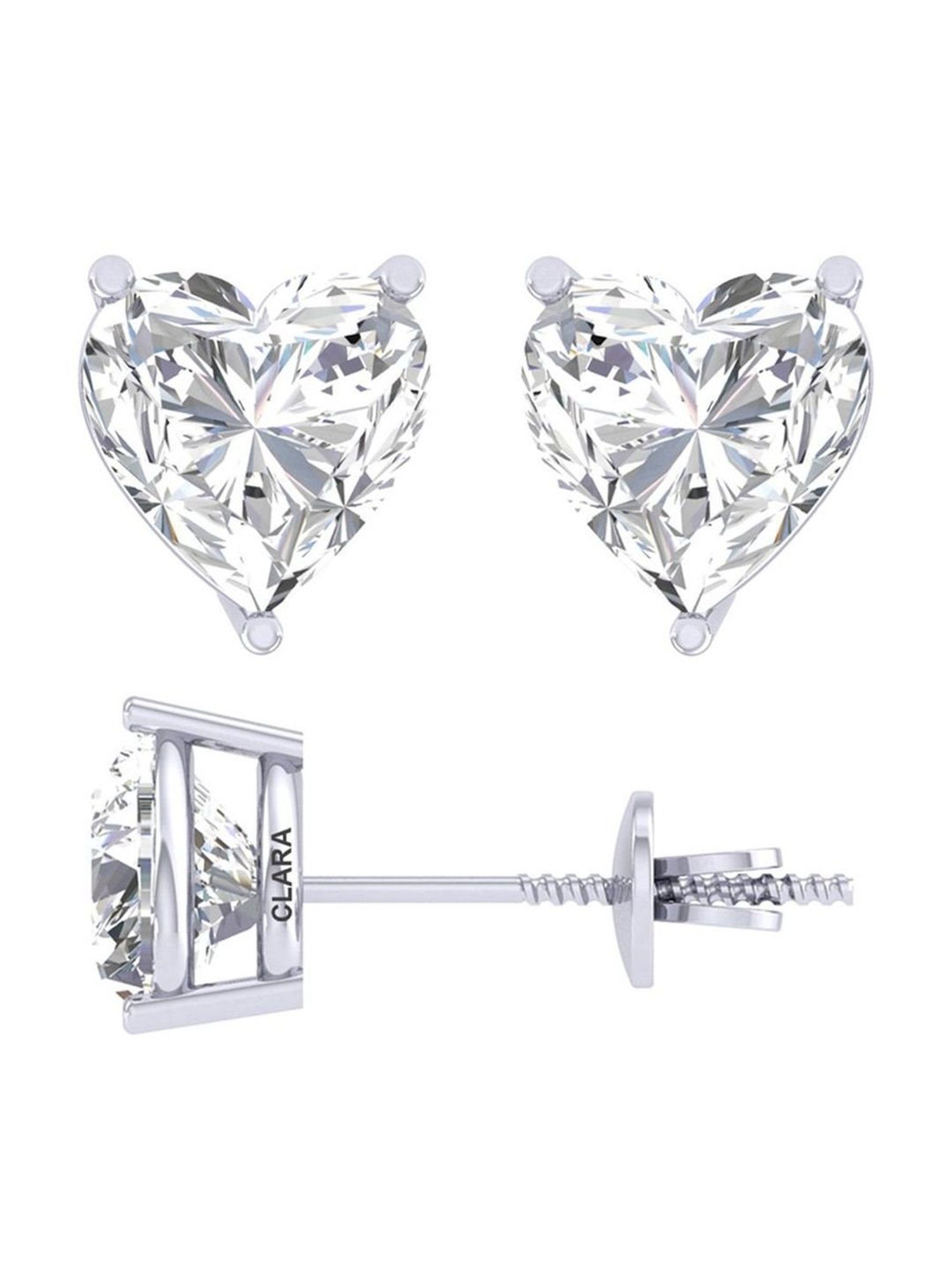 Clara White Sterling Silver Heart CZ Stud Earrings
