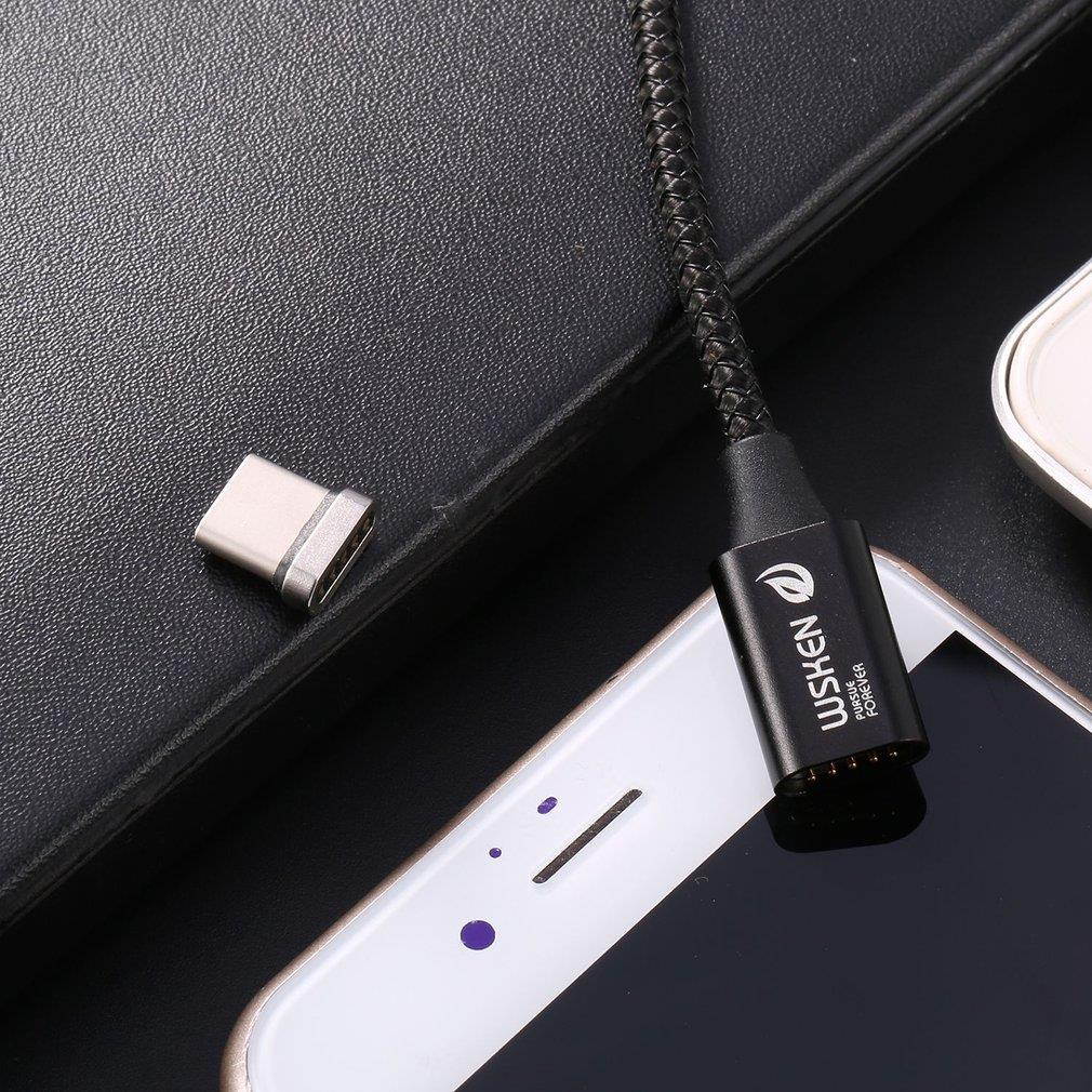 WSKEN Lite Black Data Line Metal Magnetic Cable Quick Charge Powerline Type C