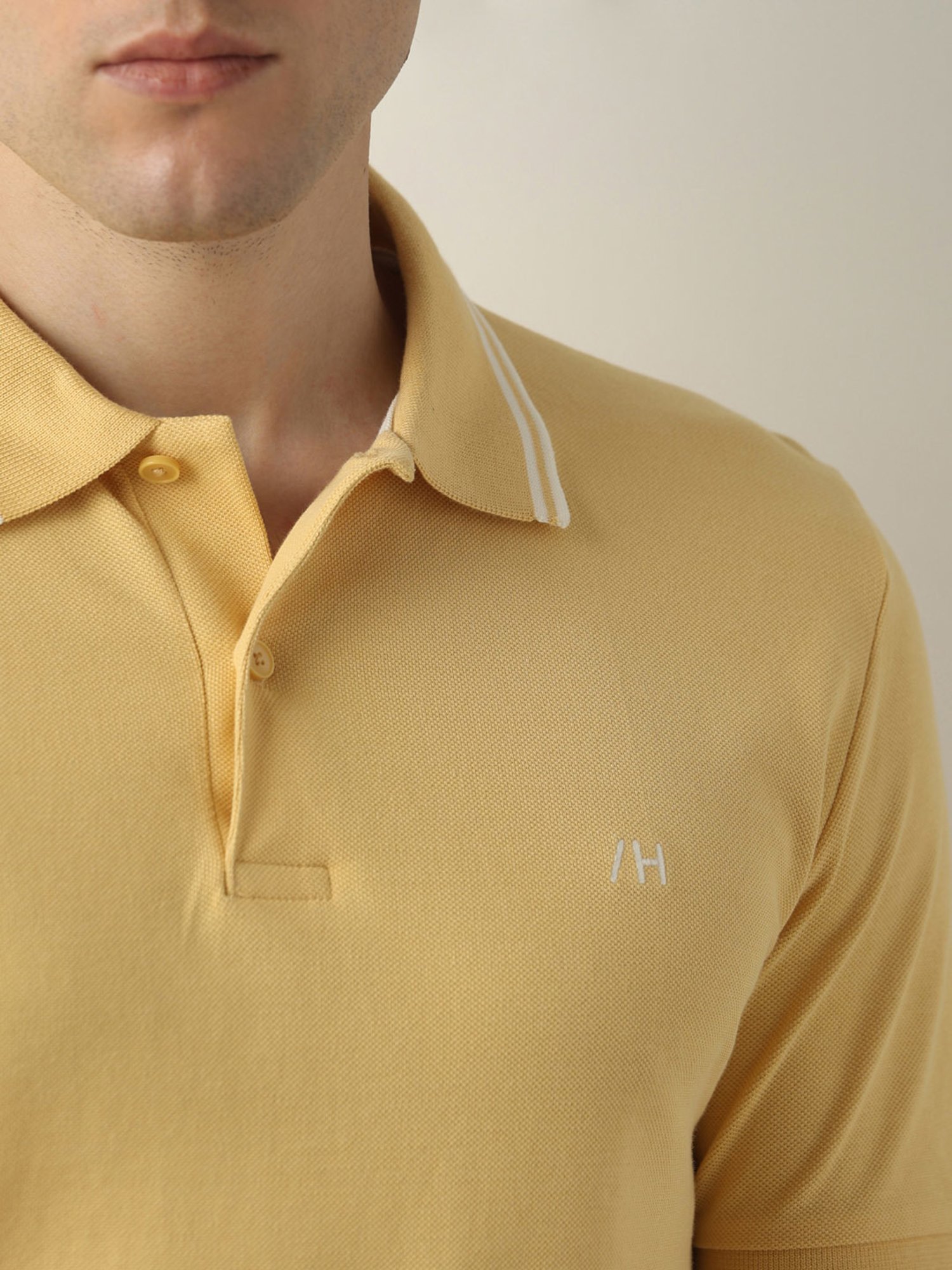 SELECTED HOMME Yellow Slim Fit Cotton Polo T-Shirt